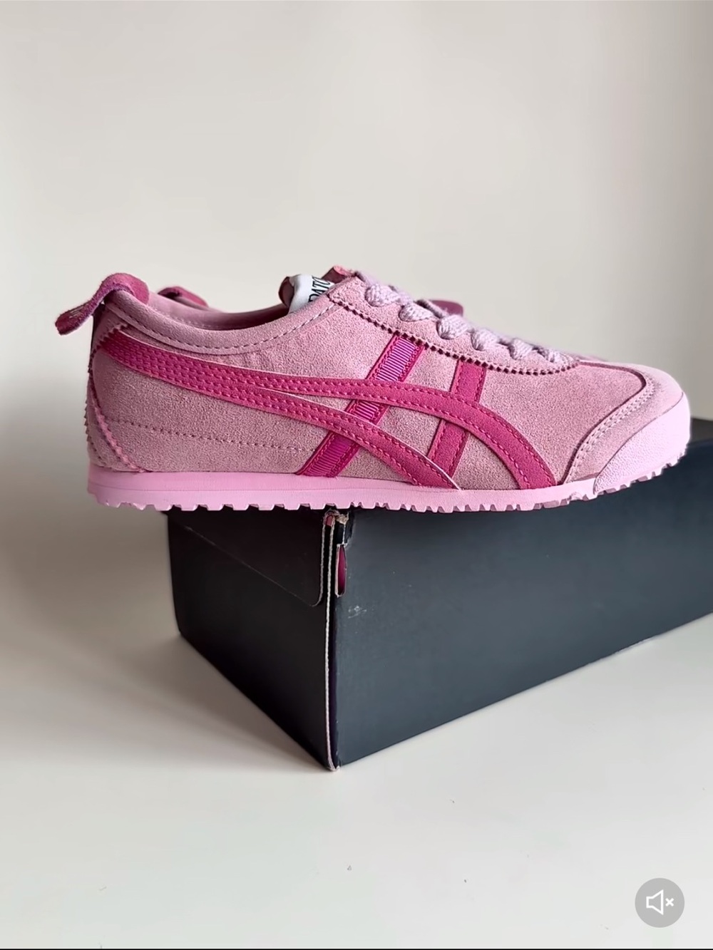Onitsuka Tiger by Asics Women's Pink Suede Sneakers with Dark Pink Stripes
